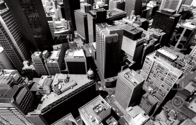 Australien, Sydney, Blick vom Australia Square auf Hunter Street (1979) / Australia, Sydney, view from Australia Square on Hunter Street (1979)