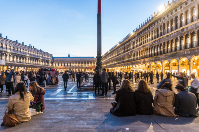 Venedig, Italien, Markusplatz am Abend